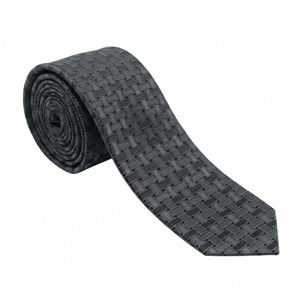 Emporio Armani 100% Silk Black Geometric Tie - Made in Italy